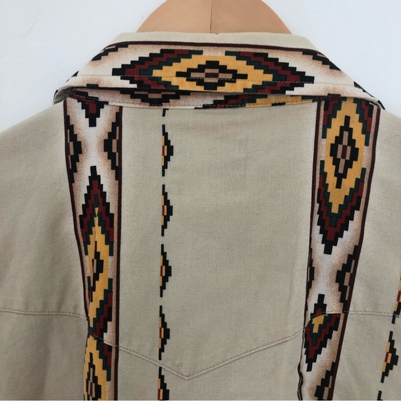 Wrangler Vintage Aztec Pearl Snap Button Up Western Short Sleeve Shirt 2XT - Picture 9 of 14